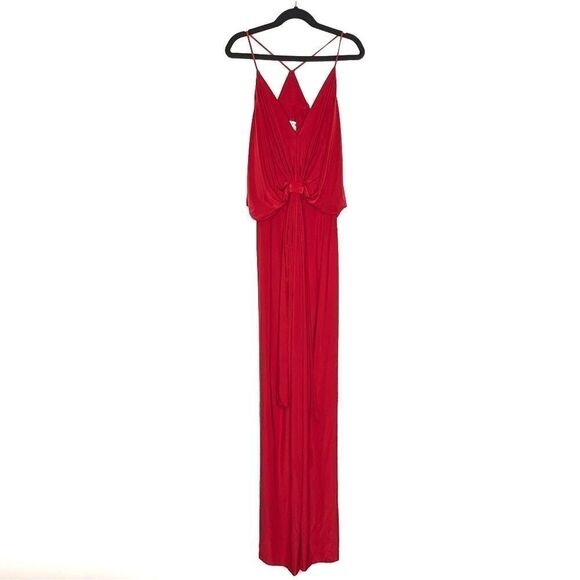 MISA Los Angeles Domino Maxi Dress Red Draped - Picture 3 of 10